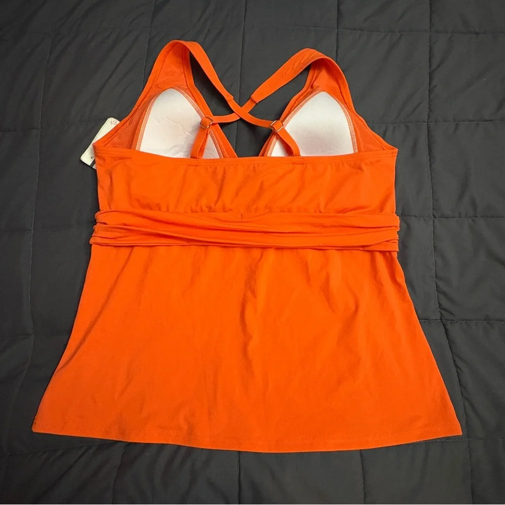 Lands' End V-Neck Plunge X Back Tankini Top - Size: Small Long - NWT